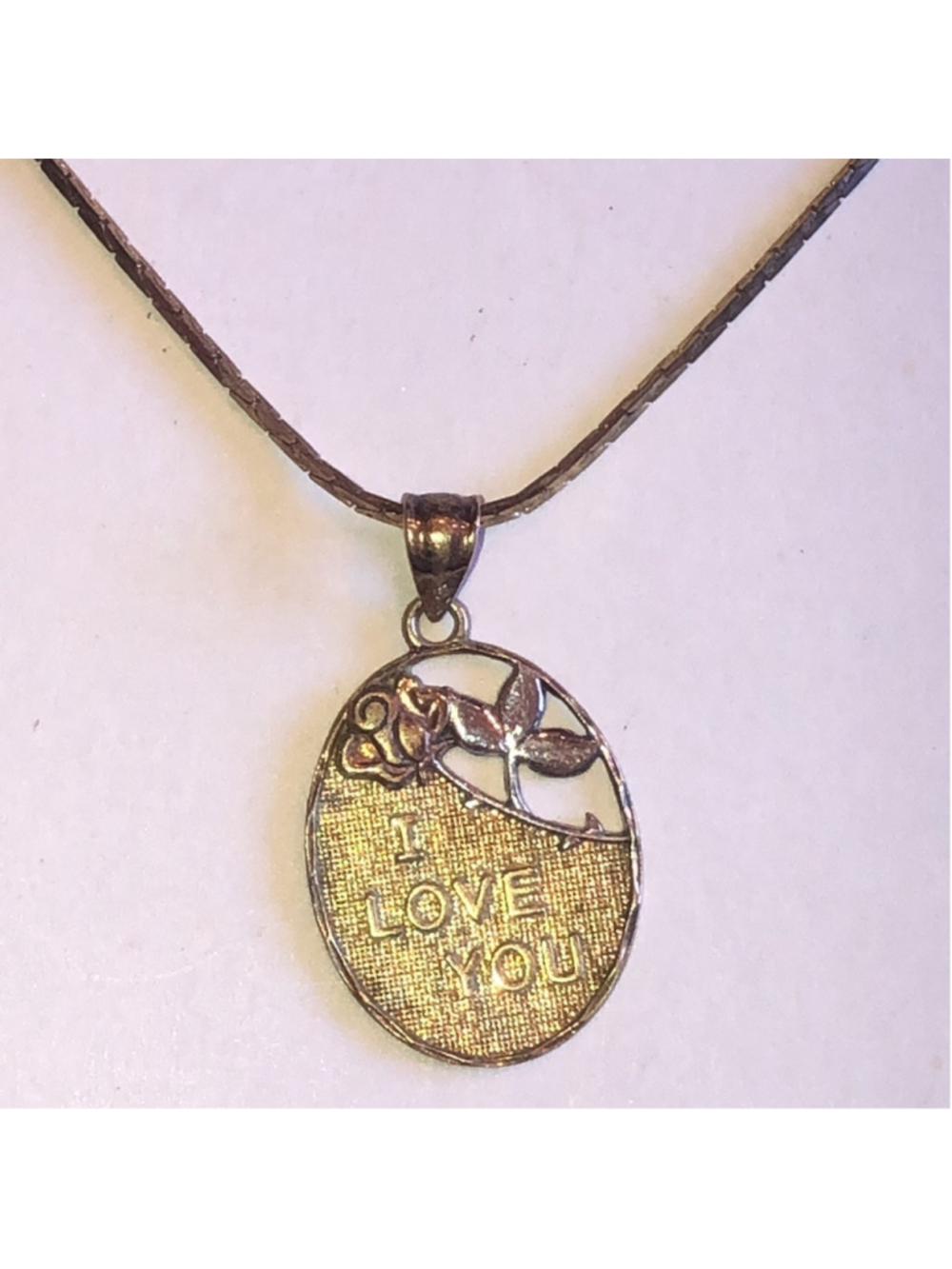 925 Gold Plated Sterling Silver I Love You Pendant Necklace